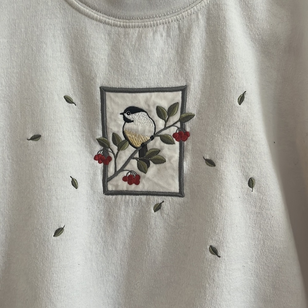 Vintage Day Breeze Chickadee Bird Crewneck Sweatshirt sz L Holiday Fall‎ Winter - Picture 2 of 6